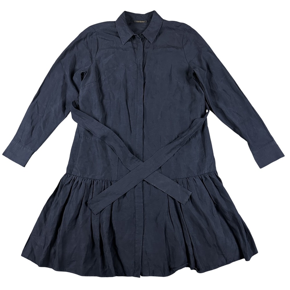 Kobi Halperin Belted Dress Womens Small Tencel Linen Long Sleeve Cottage Preppy